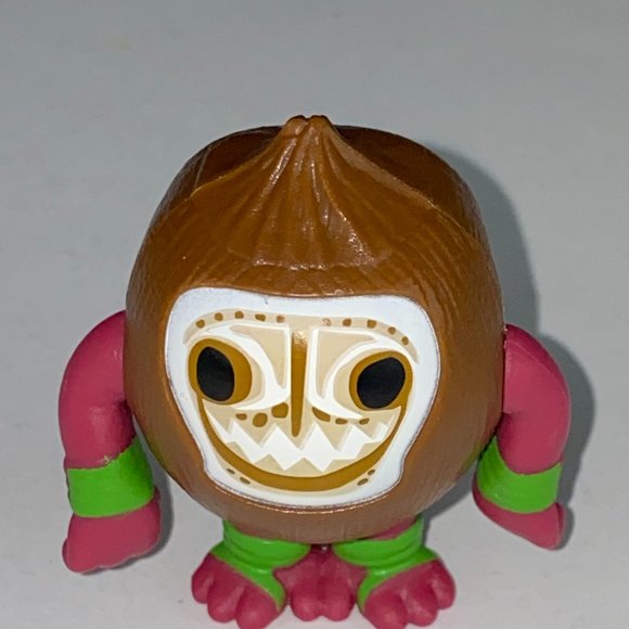 Unbranded Toy Figure Brown Tribal Monkey or Coconut Dark Pink Arms Green Bands - Picture 1 of 2